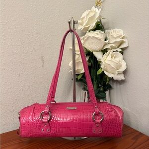 Ralph Lauren Pink Crocodile-Embossed Shoulder Bag